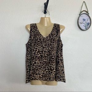 Zara Sleeveless V Neck Animal Print Top